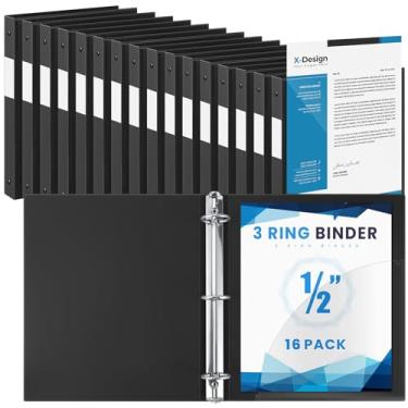 Imagem de Henoyso 16 fichários de 3 anéis de 1/2 polegada com capa transparente de plástico flexível tamanho carta 21,6 cm x 28 cm Papel comporta 100 folhas de fichários versáteis para escola, escritório, casa