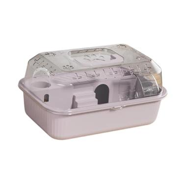 Imagem de Fenteer Gaiola de hamster para transporte de animais de estimação, habitat para animais de estimação, casa de brincar para gerbil, animais pequenos, Céu Coud Cinza
