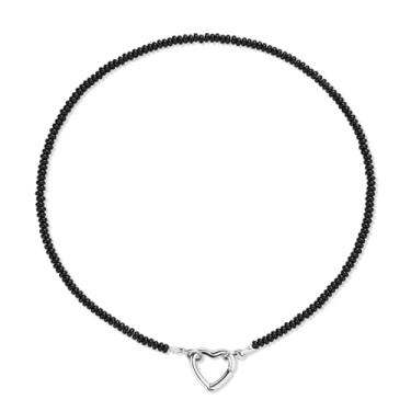 Imagem de GAVU Colar de coração para mulheres, colar de contas de aventurina verde ônix para mulheres, 45cm, Pedra, Ônix