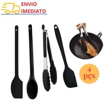 Imagem de Kit de Utensílios de Preparo de Receitas em Silicone Multifunções com 