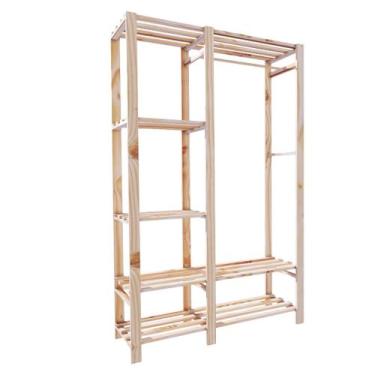 Imagem de   Estante Pinus Cor Natural Prateleira Modelo Arara Promo - Technox