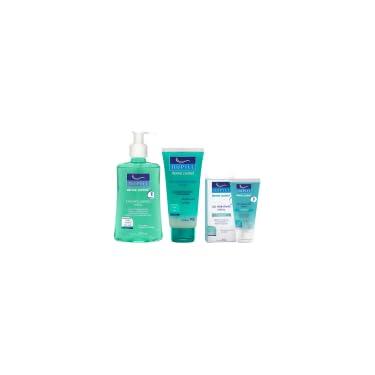 Imagem de Kit Sabonete Liquido Facial + Gel Esfoliante + Gel Hidratante Derme Control Uso Diário
