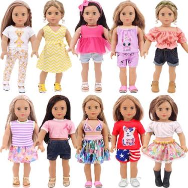 Imagem de Conjunto de roupas para bonecas K.T. Fancy American, 10 conjuntos de b