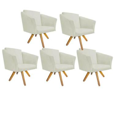Imagem de Kit 05 Poltrona Cadeira Decorativa  Win Base Giratória Sala de Estar R