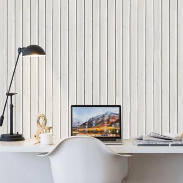 Imagem de Papel de Parede Madeira Branca Cinza 300 - Geral