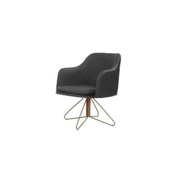 Imagem de Poltrona 021 Office Tecido Linho Preto + material sintético Preto - TH