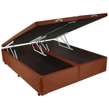 Imagem de Base Box Bipartida Baú Queen em Suede Universal 41x198x158 Cor Marrom