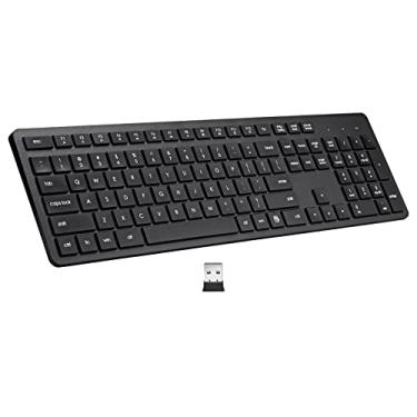 Imagem de Harburfine Teclado sem fio, teclado externo silencioso sem fio USB 2,4 G para Windows Chrome, laptop, PC, desktop, notebook, Chromebook, 106 teclas, tamanho completo com teclado numérico (preto)