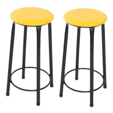 Imagem de 2 banquetas alta sem encosto cozinha bancada balcão area gourmet(amarelo)