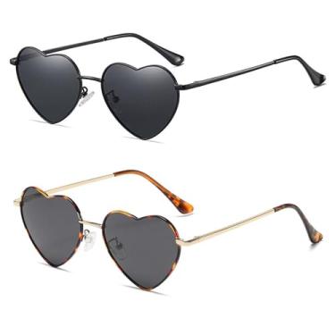 Imagem de OZPYKAE Óculos de sol femininos polarizados Love Heart, armação de metal, lentes de proteção UV400, óculos de sol em forma de coração para mulheres