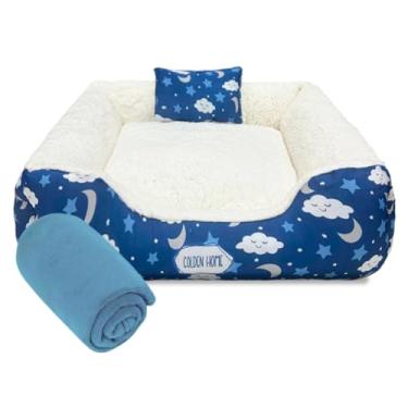 Imagem de Caminha de Cachorro Gato 60x60 3pc Cama Pet Impermeável Com Zíper Mantinha Pet(NUVEM AZUL MARINHO)