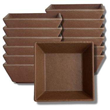 Imagem de Creations Tigelas de melamina ramekin, Steelite Heavy Duty Unbreakable Commercial Foodservice, quadrado de cobre Cali Redwood 10 cm, 3,3 cm de profundidade 85 g, acompanhamentos de lanche com molho