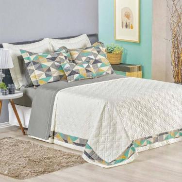 Imagem de Cobre Leito Queen Lovenia 180 Fios 4 Peças - Marfim - Dona Zeze