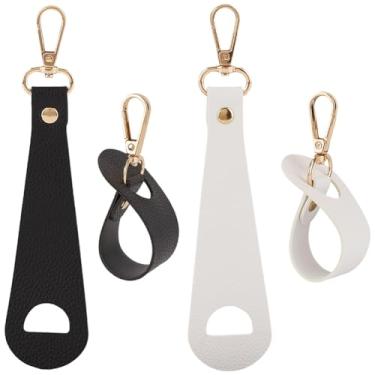 Imagem de GORGECRAFT 4 peças de clipes de chapéu de viagem preto e branco PU couro bolsa gancho multifuncional portátil bolsa mochila bagagem protetores de sol porta-chaves com fecho giratório de liga dourada