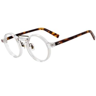 Imagem de Armação de óculos redonda de acetato leopardo, moda masculina e feminina (3)