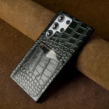 Imagem de Capa de couro luxuosa para Samsung Galaxy S24 Ultra, S23FE, S22, sS21 e S20, capa com porta-cartões, verde, para Samsung Galaxy Note10 Pro