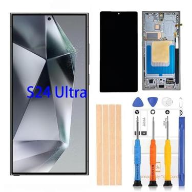 Imagem de BITANR Digitalizador LCD Amoled de polegada original para Samsung Galaxy S24 Ultra Tela LCD 3D Touch Display, moldura digitalizadora Full HD com película protetora e à prova d'água (titânio preto)