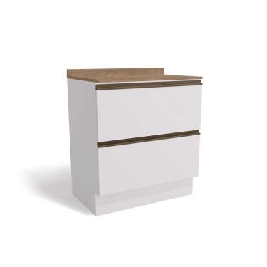 Imagem de Módulo Cozinha Kappesberg Maxxi Balcão G755 2 Gavetas c/Tampo 80cm Branco/Nogal-Kappesberg