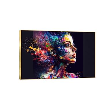 Imagem de Arte de parede em tela de imagem abstrata - Imagem de respingo de cor grafite em tela - Impressão em tela de retrato de mulher - Pintura de decoração de parede de sala de estar moderna 30 x 45 cm 12 x
