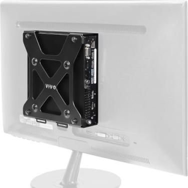 Imagem de VIVO Suporte VESA para mini PC atrás do monitor projetado para micro CPU Dell OptiPlex, suporte de computador de braço de monitor, oculto atrás da tela, opções de montagem na mesa e na parede, preto