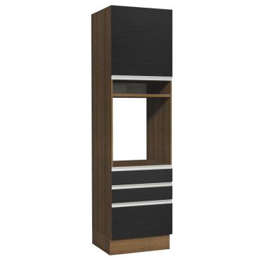 Imagem de Torre Quente Madesa Glamy 60 cm 1 Porta 3 Gavetas - Rustic/Preto