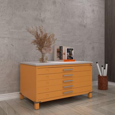 Imagem de Mapoteca Mont 5 Gavetas 71,3cm X 120,4cm Aço Laranja Picasso/Cinza