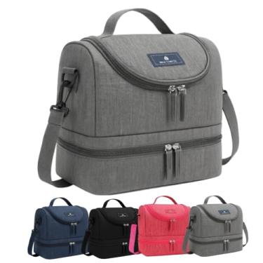Imagem de Bolsa Lancheira Térmica para Alimentos com 2 Compartimentos, Alça Ajustável (Cinza)