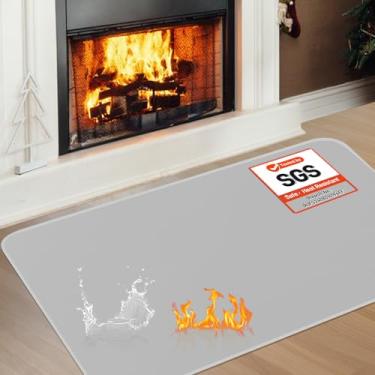 Imagem de Tapete de lareira para lareira, 5 cm x 90 cm x 0,04 cm, à prova de fogo, almofadas de lareira para fogão a lenha interior, tapete de lareira protege os tapetes de brasas de faíscas, cinza
