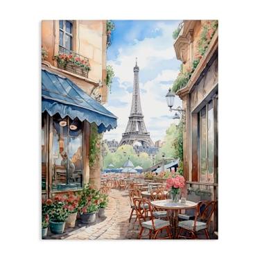 Imagem de Stupell Industries Arte de parede em tela vista da cidade da Torre Eiffel por LSR Creative Studio, 50 x 40 cm