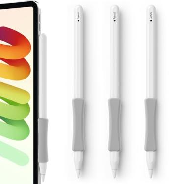 Imagem de ELETIUO Pacote com 3 alças ergonômicas de silicone compatíveis com Apple Pencil 2nd/USB-C/Pro, capa protetora macia, capa antiderrapante para iPad Pro 11/32.8 cm, cinza