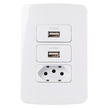 Imagem de Linha B3 Conj 42 Dupla Tomada Usb 1a + Tomada 10a 250v - Margirius, Br
