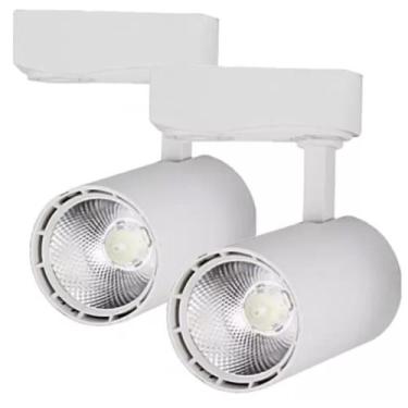 Imagem de Kit 2 Luminária Branca Trilho Spot Led 10W 3500K Branco Quente - AAAto
