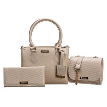 Imagem de Bolsas Femininas Kit 3 Peças Bolsa Media de Mão Baú e Carteira - Duart