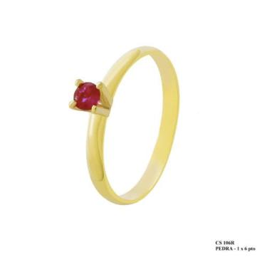 Imagem de Solitário Minimalista Ponto de Luz Vermelho 3,5mm Ouro 18k - JoiaUnica