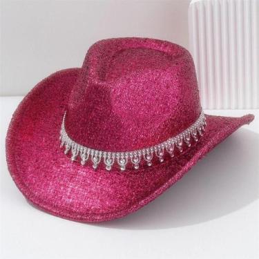 Imagem de Chapéu De Cowboy Ocidental Com Strass Prateado Para Homens, Festa De J