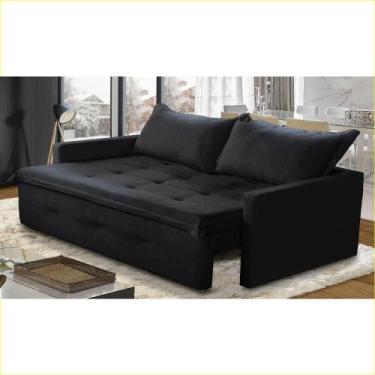 Imagem de Sofá Sem Caixa Retrátil e Reclinável 1,85m com Molas Maira Suede Preto