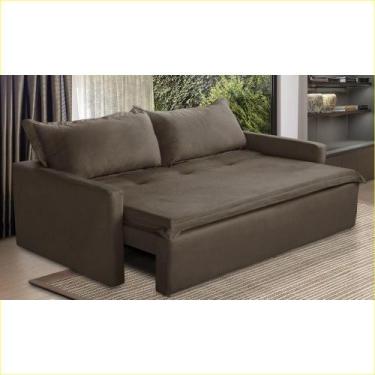 Imagem de Sofá Sem Caixa Retrátil e Reclinável 1,65m com Molas Karla Suede Marro