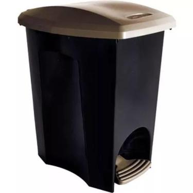 Imagem de Lixeira de Plástico Banheiro Cozinha E-Black  Com Pedal 7L - Plasútil