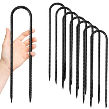 Imagem de Anothera Pacote com 8 estacas de trampolim resistentes, âncoras de 30 cm, estacas de barraca de vento alto, estacas à prova de ferrugem em forma de U para barracas de acampamento, infláveis, cercas