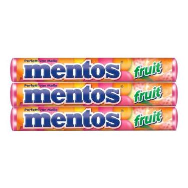 Imagem de Kit 3 Balas Mastigáveis Mentos Fruit 38g