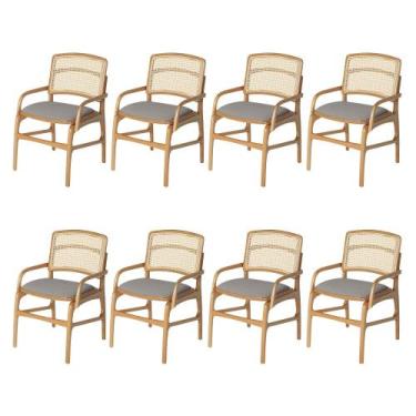 Imagem de Conjunto 8 Cadeiras de Jantar Florença em Madeira Jequitibá Natural Br