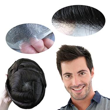 Imagem de HAIR NATURE Sistema de substituição de cabelo humano peruca masculina, perucas masculinas, pele fina, cabelo castanho escuro BIO #2