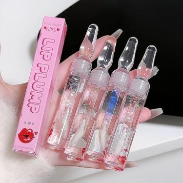 Imagem de COOL STORY Glitter Lip Fuller Gloss, soro labial hidratante hidratante, cuidados labiais mais completos, óleo de preenchimento labial para mulheres, transparente, 4 cores