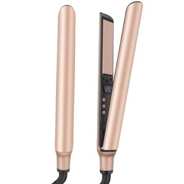 Imagem de Hopopower Chapinha, alisador de cabelo de 2,5 cm e modelador 2 em 1, modelador de cachos de dupla finalidade, cerâmica de turmalina com voltagem dupla para cabelos curtos e longos (ouro rosa)