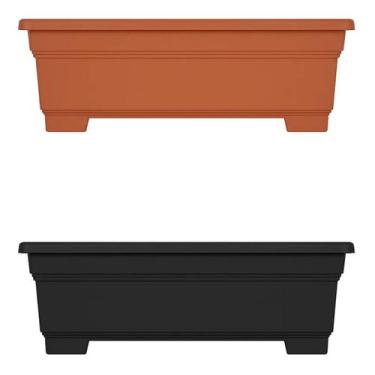 Imagem de Vaso Retangular 6un 8l Jardineira Laranja Preto Floricultura - ARQPLAS