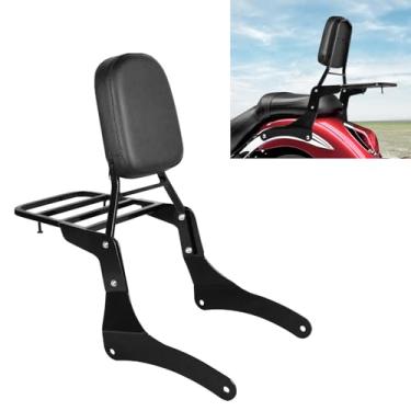 Imagem de DSISIMO Encosto de passageiro de motocicleta Sissy Bar com almofada de descanso traseiro e bagageiro compatível com Kawasaki Vulcan 900 VN900B VN900C VN900D Custom Classic 1996-2024