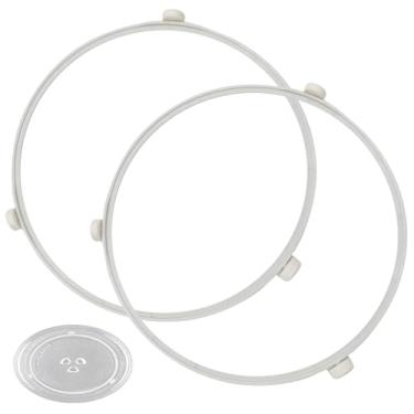 Imagem de 2 peças 24.2 cm WB06X10705 substituição de anel de mesa giratória de micro-ondas para micro-ondas GE, rolo de anel rotativo, suporte de bandeja de forno de micro-ondas, suporte de bandeja de placa de