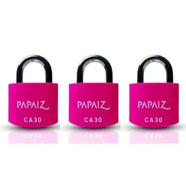 Imagem de Kit 3 Cadeados em Aluminio CA30 30mm Rosa com Chaves - Segurança e Resistencia