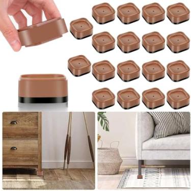 Imagem de Pacote com 18 peças de elevação para móveis de 2,5 ou 7,6 cm, elevadores de cama ajustáveis resistentes para mesa sofá cadeira sofá armário pernas de cama dormitório, blocos de elevação de cama