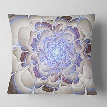Imagem de Designart Fractal Flower in Light Blue Digital Art Throw sala de estar, sofá, enchimento de almofada + capa de almofada impressa em ambos os lados 45,72 x 45,72 cm